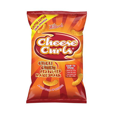 Willards Cheese Curls Chilli Cheese 150g - BB: 10/08/2023