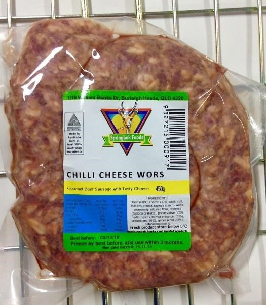 FROZEN Boerewors Cheese (Chilli) 450g
