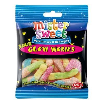Mr Sweet Sour Glow Worms 125g