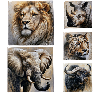 Big 5 Wildlife Tile Coaster Collection