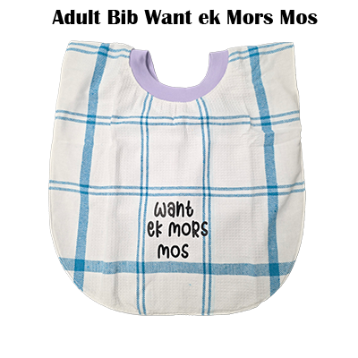 Die Vadoek Look Adult Bibs Ek Mors Mos – Springbok Foods