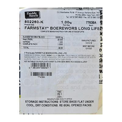 Freddy Hirsch Farmstay Boerewors 1kg