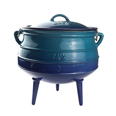 LK'S  Enamel 3 Legged Pot BLUE Size 3