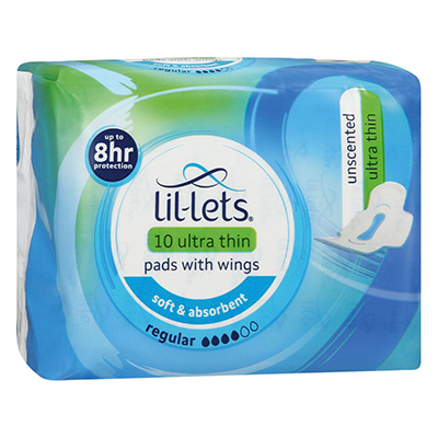 Lil-Lets 10 Ultra Thin Pads With Wings Regular 10 pack