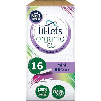 Lil-Lets Tampon Organic Non Appl Mini 16 pack