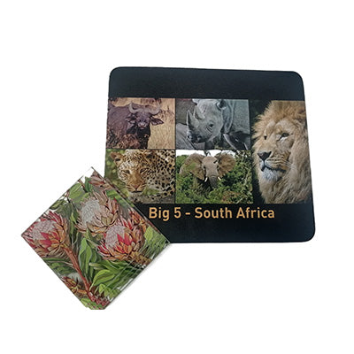 Glass Coaster Protea Print 4 pack with Free Mouse pad