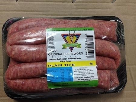 FROZEN Boerewors Thin Plain 1kg