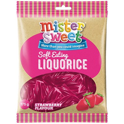 Mr Sweet Liquorice Soft Eating Strawberry 175g